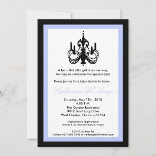 5x7 Chandelier Light Blue Baby Shower Invitation