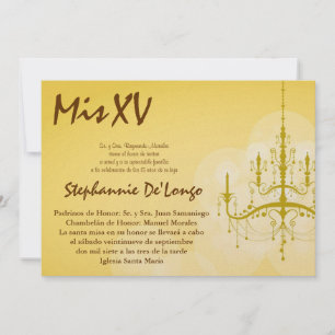 5x7 Chandelier Quinceanera Birthday Invitation