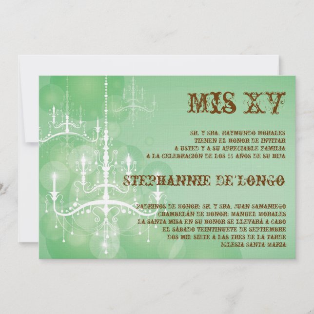 5x7 Chandelier Quinceanera Birthday Invitation (Front)