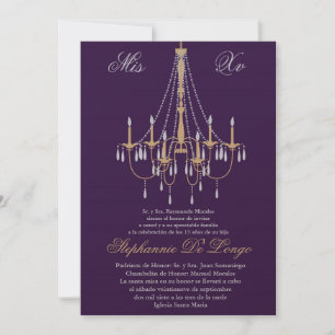 5x7 Chandelier Quinceanera Birthday Invitation