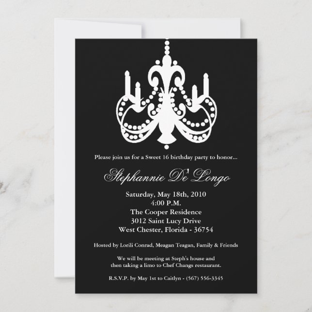 5x7 chandelier sweet 16 Birthday Part Invitation (Front)