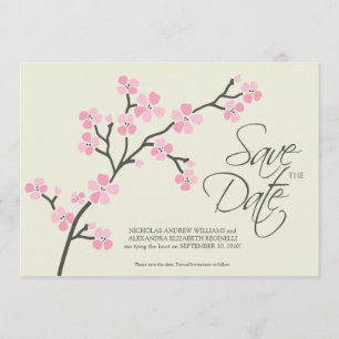 5X7 Cherry Blossom Designer Save the Date 2 pink
