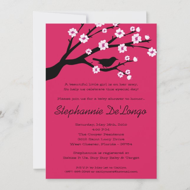 5x7 Cherry Blossom Tree Baby Shower Invitation (Front)