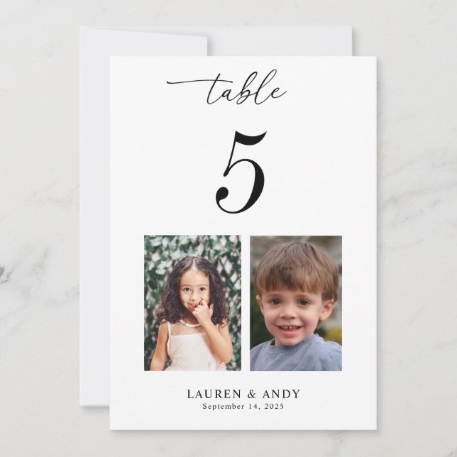 5x7 Childhood Pictures Table Number 5 Wedding (Front)