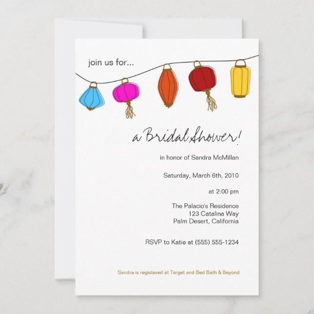 5x7 Chinese Lanterns Invitations (Front)