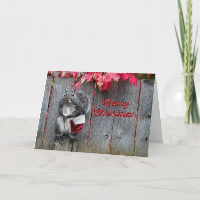 5x7 Christmas card featuring Mr. Squirrel (Front)