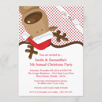 5x7 Christmas Invitation Reindeer Christmas XMAS P
