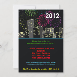 5x7 Christmas News Years Eve 2012 Party Invitation