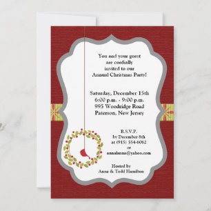 5x7 Christmas Reef / Cardinal Bird Invitation