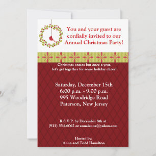 5x7 Christmas Reef / Cardinal Bird Invitation