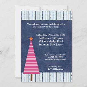 5x7 Christmas Tree Pink Orange Invitation