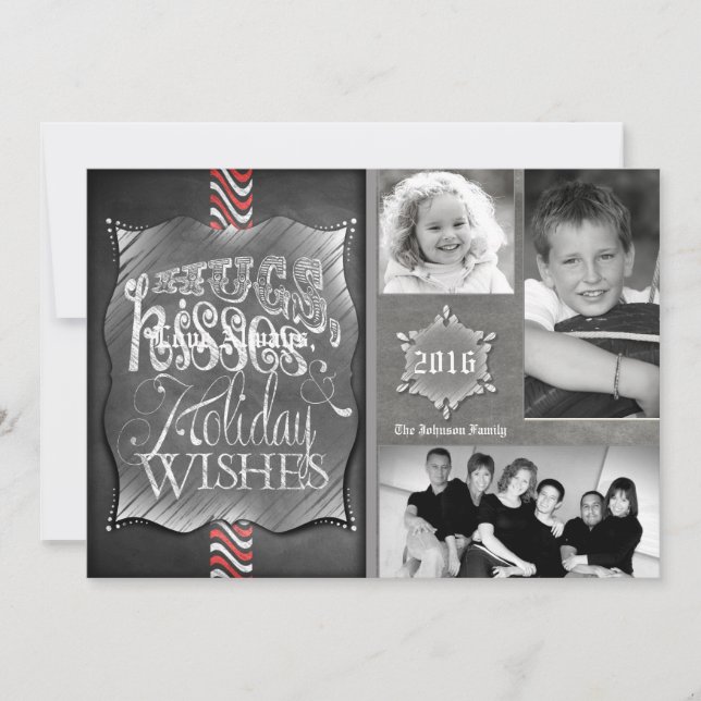 5x7 Christmas XMAS Chalk Board Teacher PHOTO Card (Front)