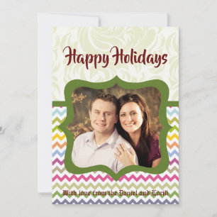 5x7 Christmas XMAS Colourful Chevron PHOTO Card