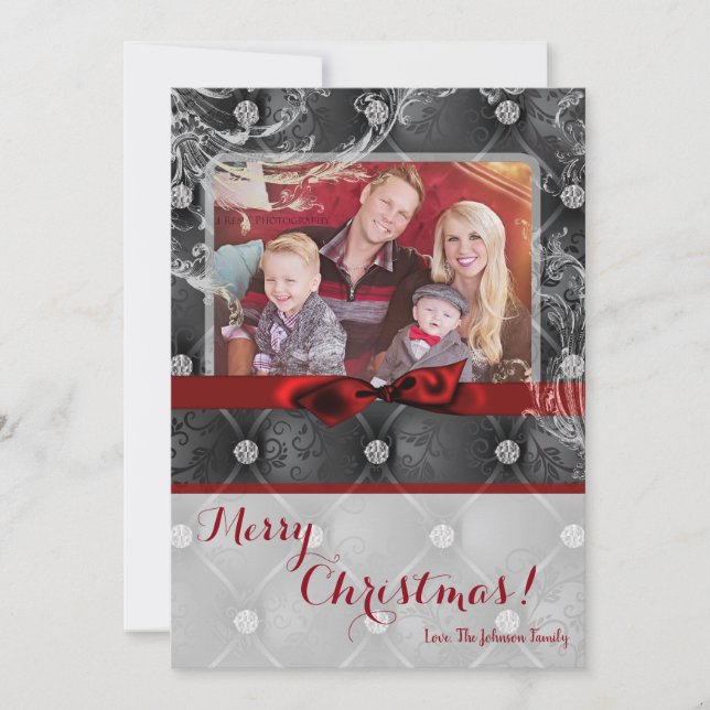5x7 Christmas XMAS Diamond Pintuck PHOTO Card (Front)