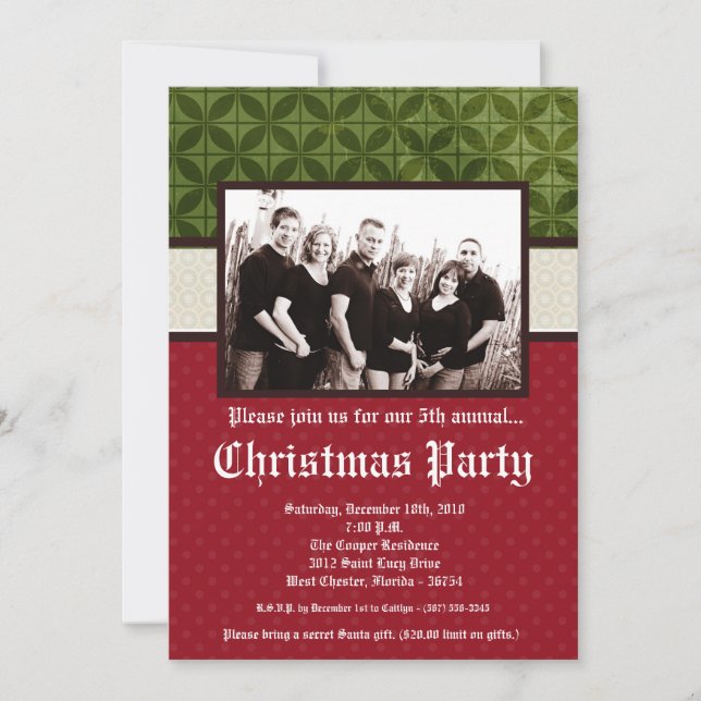 5x7 Christmas XMAS Happy Holiday PHOTO Invitation (Front)