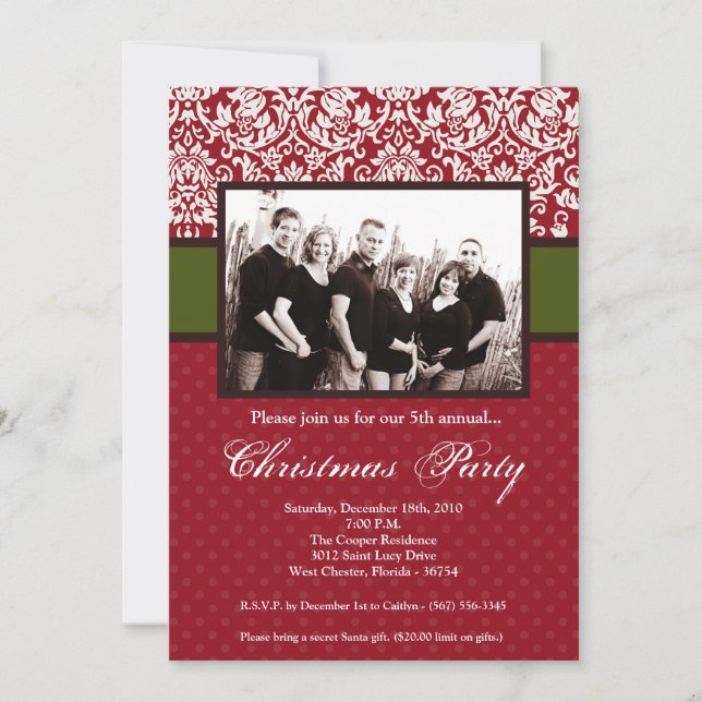5x7 Christmas XMAS Happy Holiday PHOTO Invitation (Front)