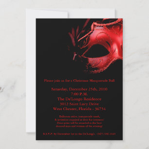 5x7 Christmas XMAS Masquerade Ball Mask Invitation