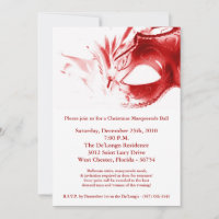 5x7 Christmas XMAS Masquerade Ball Mask Invitation