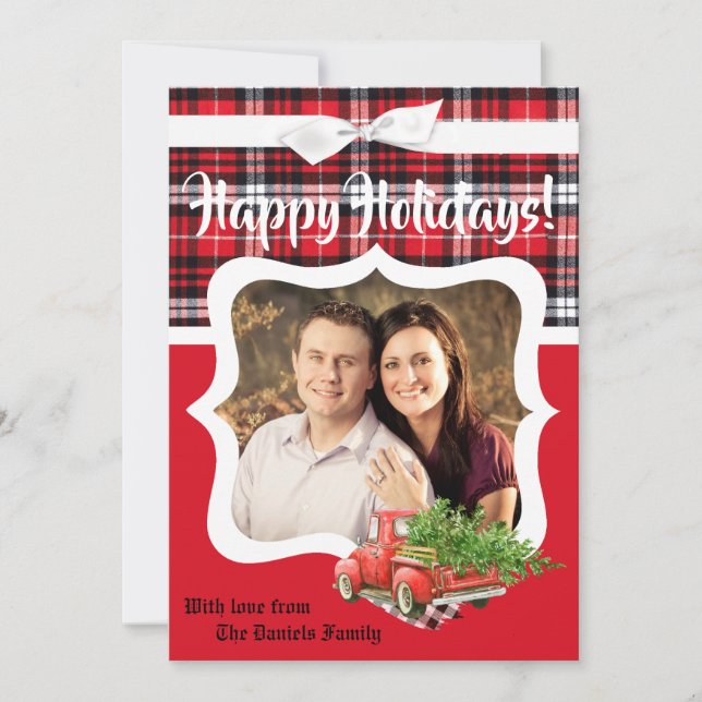 5x7 Christmas XMAS Red Christmas Truck PHOTO Card (Front)