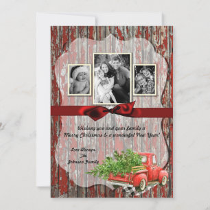 5x7 Christmas XMAS Red Christmas Truck PHOTO Card