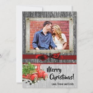 5x7 Christmas XMAS Red Christmas Truck PHOTO Card