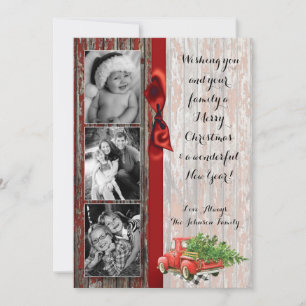 5x7 Christmas XMAS Red Christmas Truck PHOTO Card