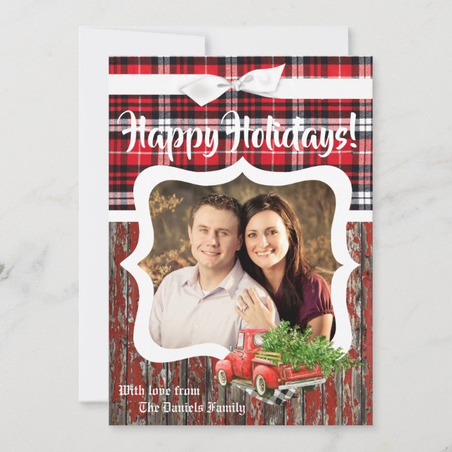 5x7 Christmas XMAS Red Christmas Truck PHOTO Card (Front)