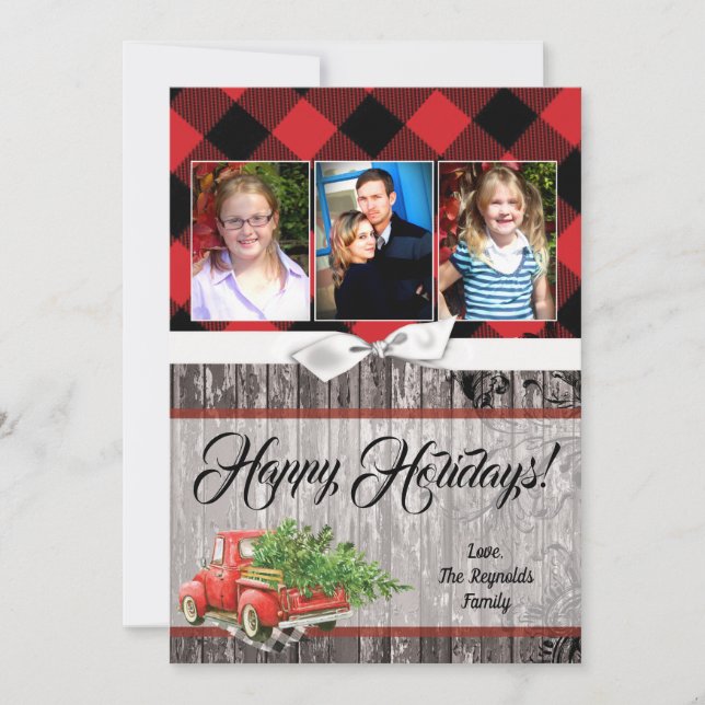 5x7 Christmas XMAS Red Christmas Truck  PHOTO Card (Front)