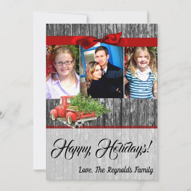 5x7 Christmas XMAS Red Christmas Truck PHOTO Card (Front)