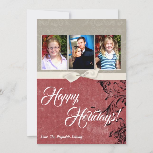 5x7 Christmas XMAS Red Grunge Disstress PHOTO Card (Front)