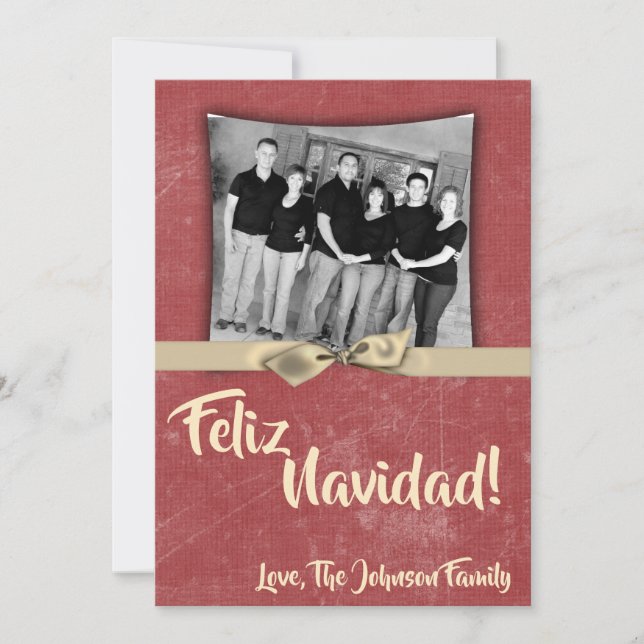 5x7 Christmas XMAS Red Grunge Disstress PHOTO Card (Front)