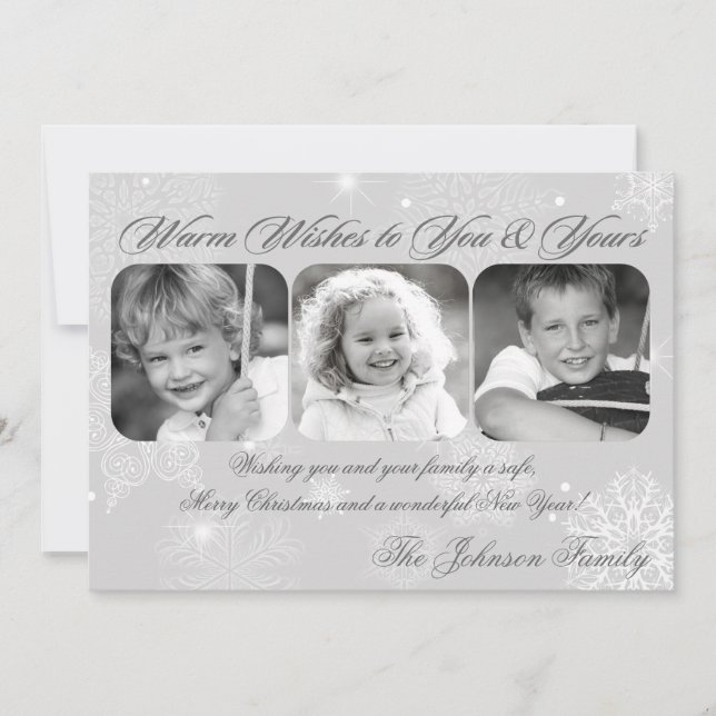 5x7 Christmas XMAS Snow Flakes Winter PHOTO Card (Front)