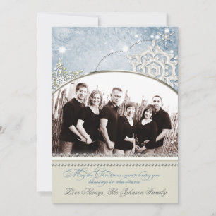5x7 Christmas XMAS Snow Flakes Winter PHOTO Card