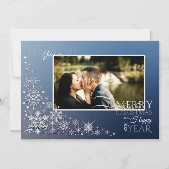 5x7 Christmas XMAS Snowflakes PHOTO Card (Front)