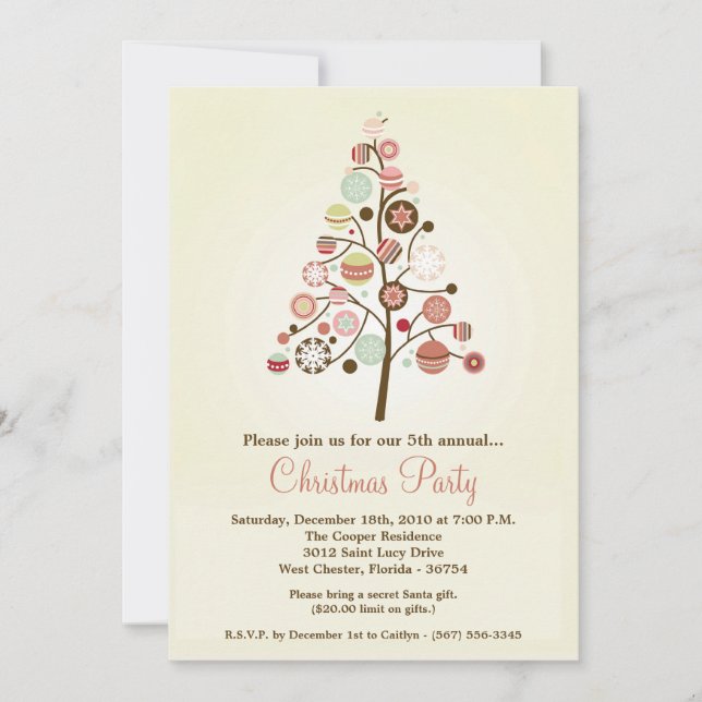 5x7 Christmas XMAS Tree Christmas Party Invitation (Front)