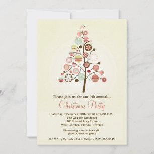 5x7 Christmas XMAS Tree Christmas Party Invitation