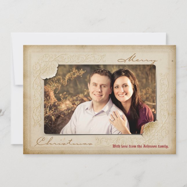 5x7 Christmas XMAS Vintage Old Paper PHOTO Card (Front)