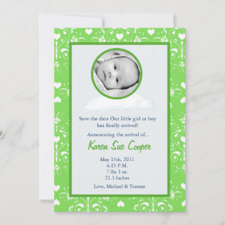 5x7 Circle PHOTO on a Cloud Birth Announcement