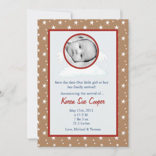5x7 Circle with Wings PHOTO Birth Announcement