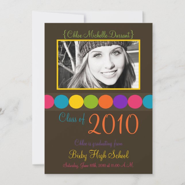 5x7 Colourful Brown Photo Graduation Announcement (Front)