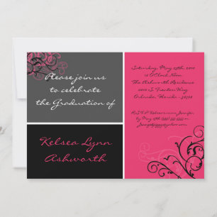 5x7 Colourful Pink Square Box Graduation Invitatio Invitation