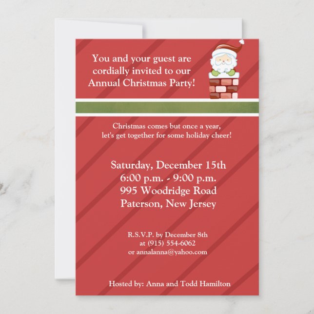 5x7 Coming Down the Chimney Invitation (Front)