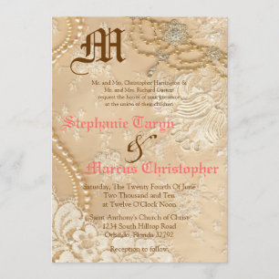 5x7 Country Lace Victorian Vint Wedding Invitation