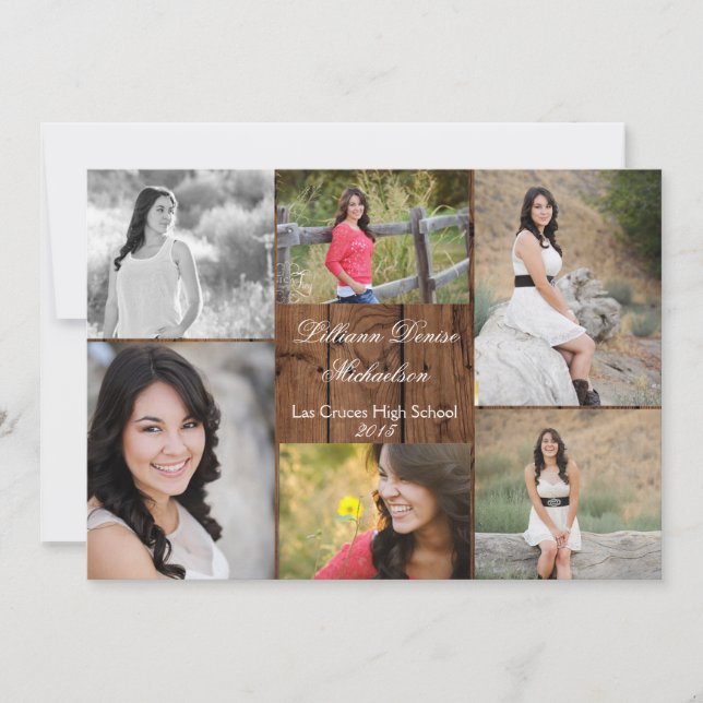 5x7 Country Rustic Barn Wood Senior Announcement (Front)