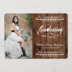 5x7 Country Rustic Barn Wood Senior Announcement