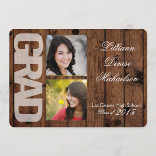 5x7 Country Rustic Barn Wood Senior Announcement