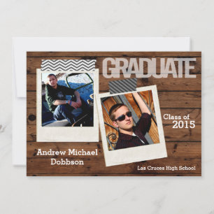 5x7 Country Rustic Barn Wood Senior Announcement