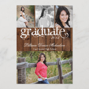 5x7 Country Rustic Barn Wood Senior Announcement