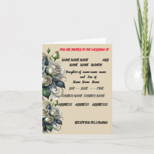 5x7 creme rose wedding invite SAVE THE DATE