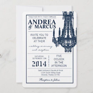 5x7  Crystal Chandelier Glitz Wedding Invitation